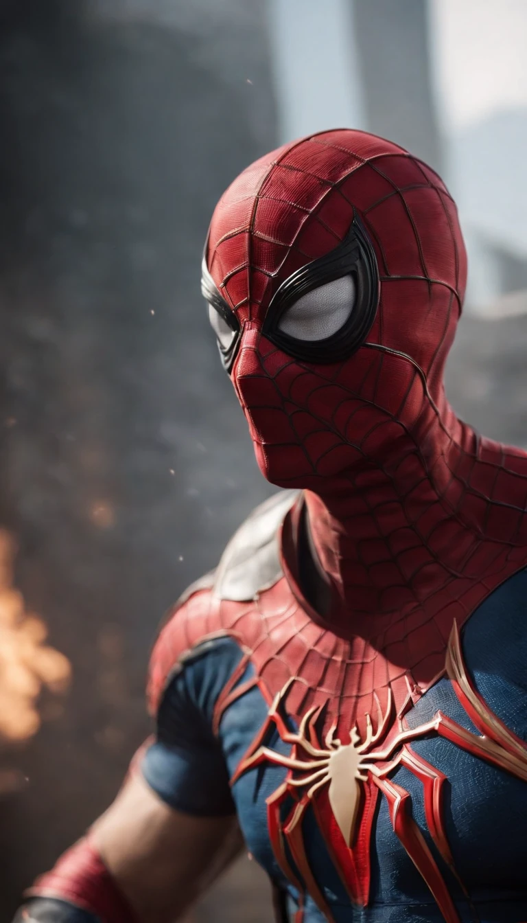 Female Spider-Man close-up portrait, Atmospheric scenes, masutepiece, Best Quality, (Detailed beautiful face, detail skin texture, hyperdetailed body:1.1),