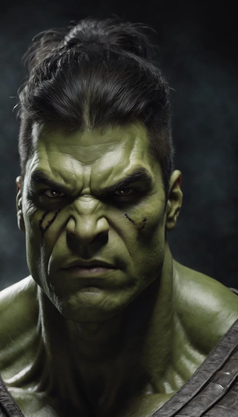 mortal kombat hulk character concept super strong, muscular, ABS, 35mm lens, photography, ultra details, HDR, UHD, 8K