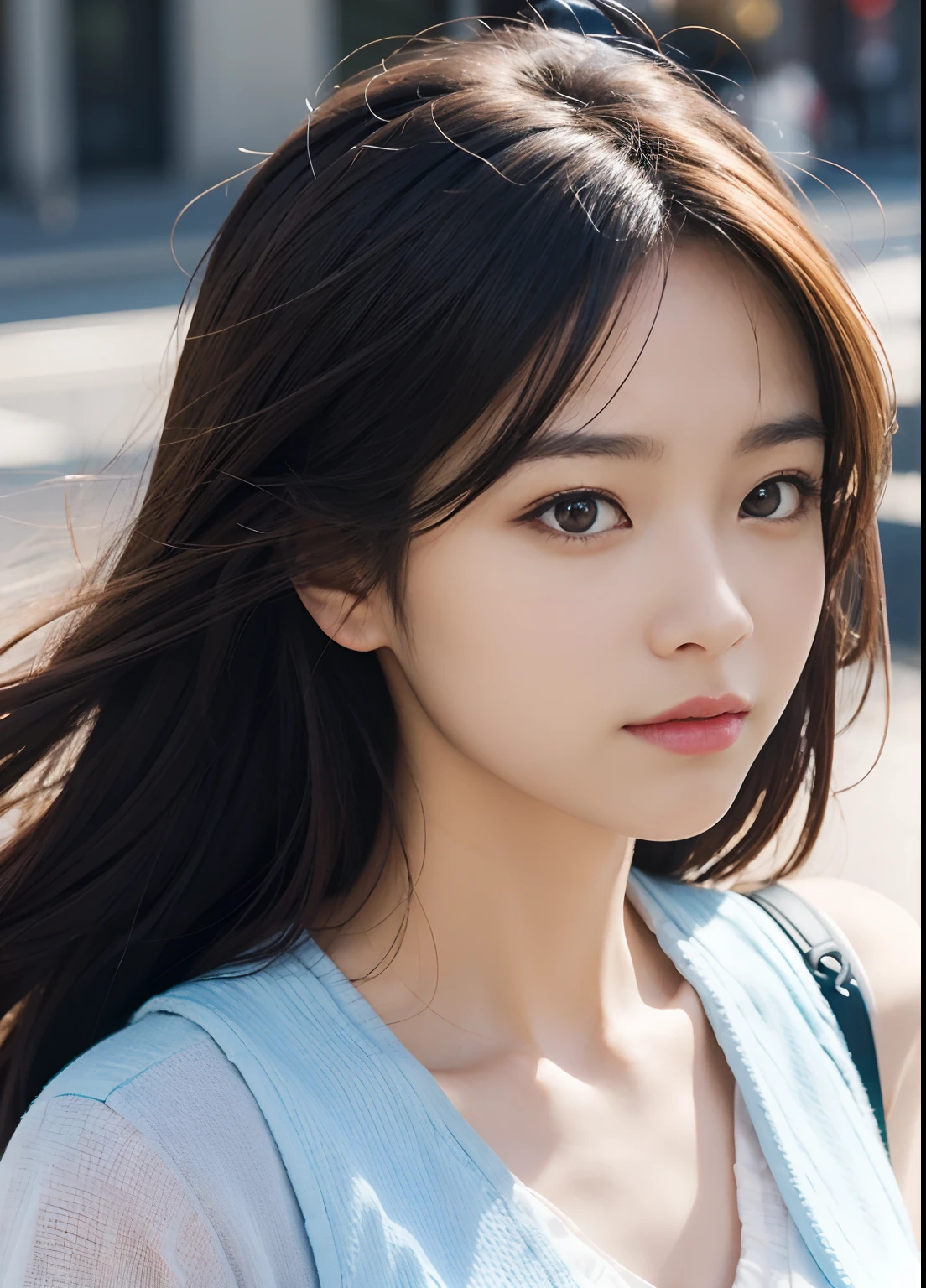 (best-quality:0.8),
(best-quality:0.8), perfect anime illustration, extreme closeup portrait of a pretty woman walking through the city