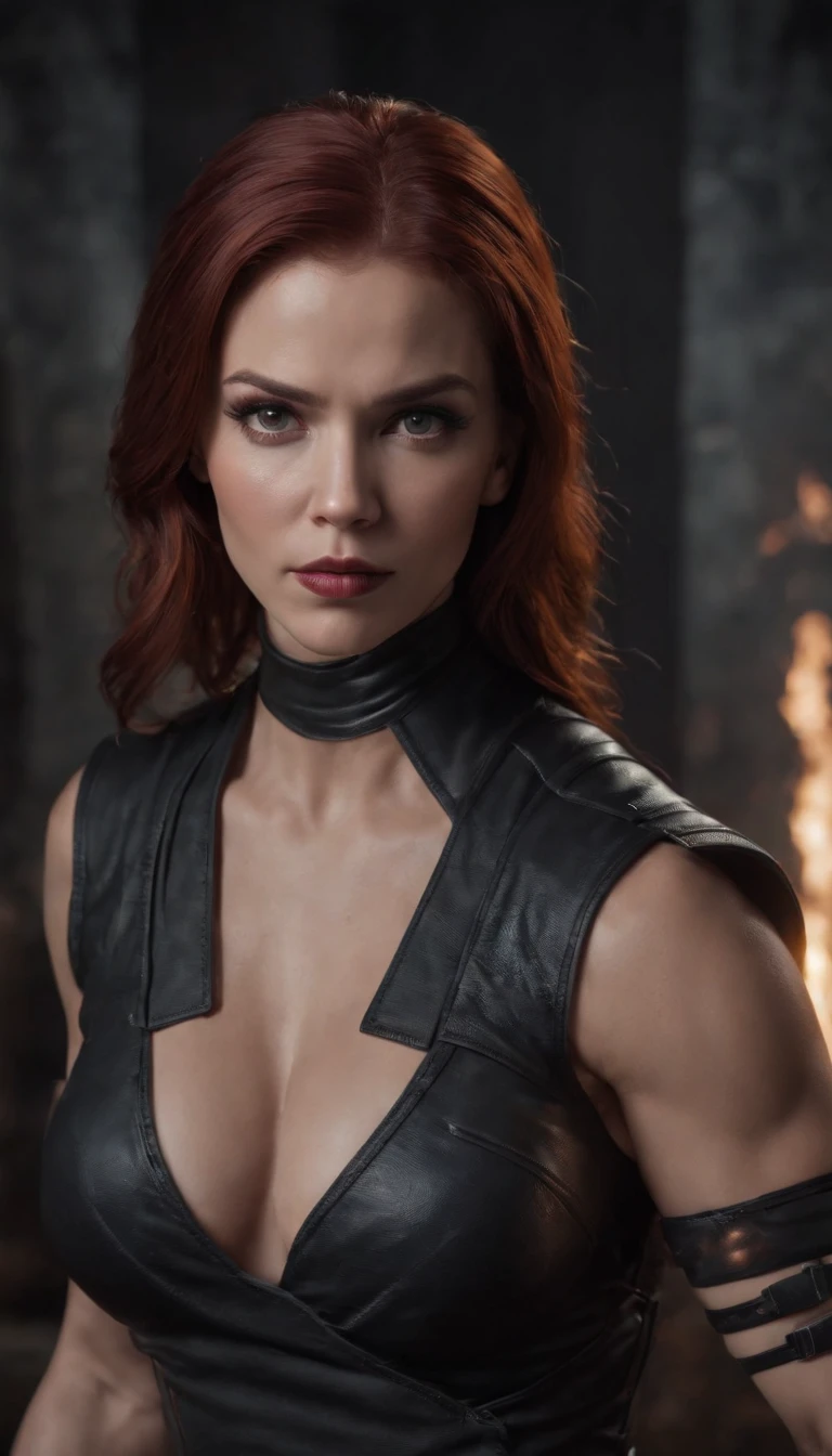 mortal kombat Black Widow character concept super strong, muscular, ABS, 35mm lens, photography, ultra details, HDR, UHD, 8K