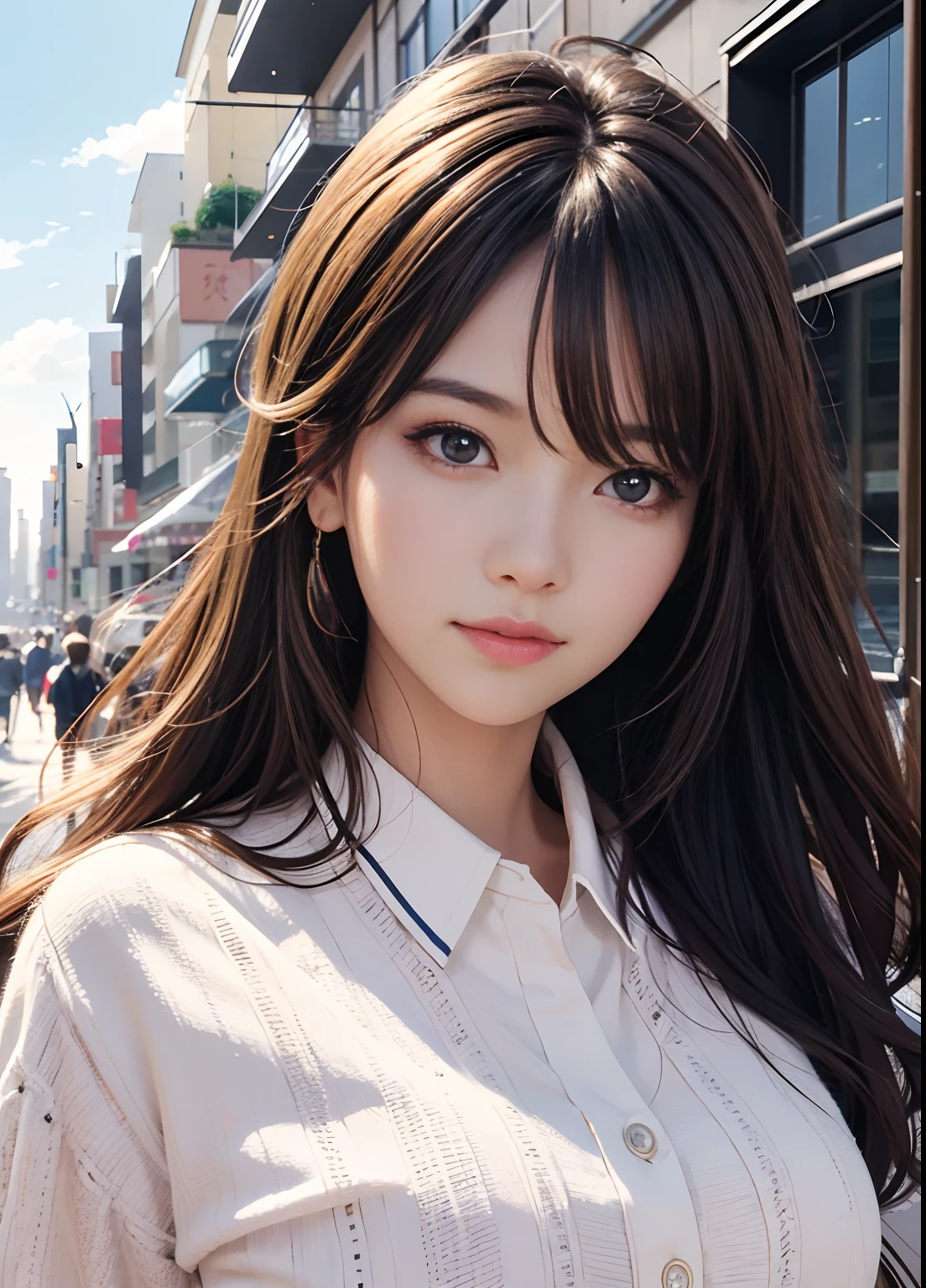 (best-quality:0.8),
(best-quality:0.8), perfect anime illustration, extreme closeup portrait of a pretty woman walking through the city