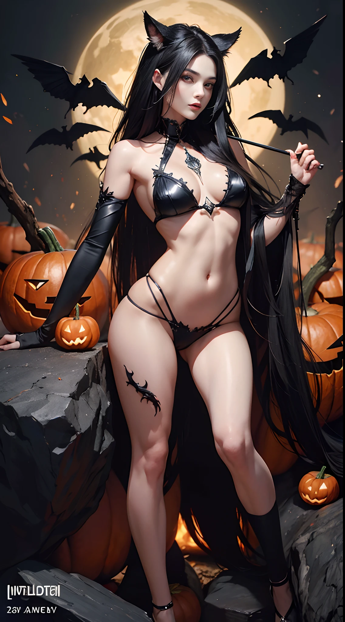 (Best Quality,4K,High resolution), wolf women,Jet black hair on a black body, Covered with hairs all over the body,Beastman, transform,An abnormal,sharp eye,Red glowing eyes,Facial expression enhancement,Changing the Appearance of a Transform,beast,Beastification,buttle,Delicate illustrations drawn in detail,Realistic skin texture expression,Realistic portrayal,Vibrant colors,expresive,Classic background(Best Quality,4K,High resolution), Comical appearance,(Best Quality,4K,High resolution), 18yo woman, Red highlights on black hair, Long hair, Straight hair, Cool Woman,Cold eyes ,sharp eye,Intricately decorated ripped clothes,the witch,comic strip,animesque,Comical illustration,busy,Deformed cute illustration,Fighting,buttle,Evil Fight,Full body projection,Halloween,Dark worldview