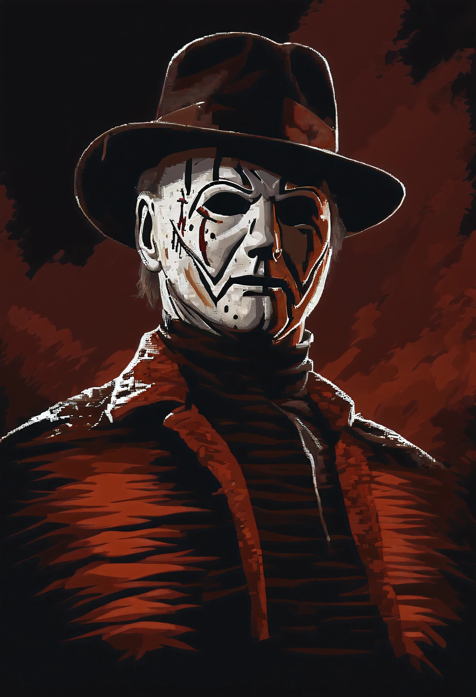 Michael Myers ama a Freddy Krueger, estilo pixel art, full hd, 4k