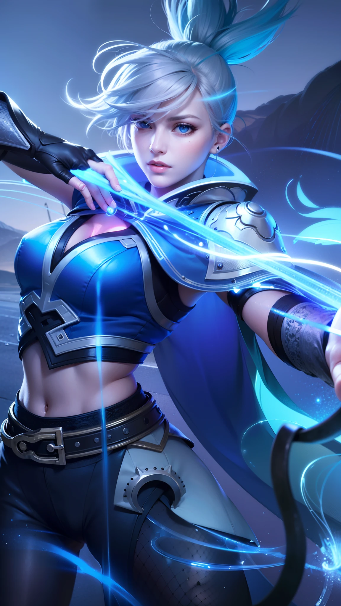 masculine female, masterpiece, ((perfect eyes)) best quality, (semirealism:1.9), beautiful lighting, (extremely detailed CG unity 4k fhd wallpaper), High Detail, Sharp focus, dramatic outdoors, 1 girl ,19 years old, white hair, light purpel eyes, smile.