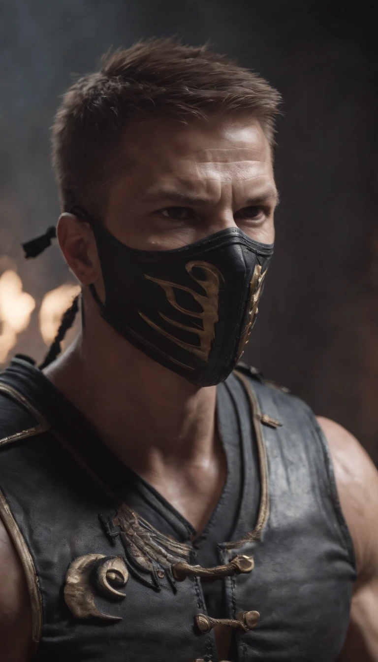 mortal kombat Hawkeye character concept super strong, muscular, ABS, 35mm lens, photography, ultra details, HDR, UHD, 8K