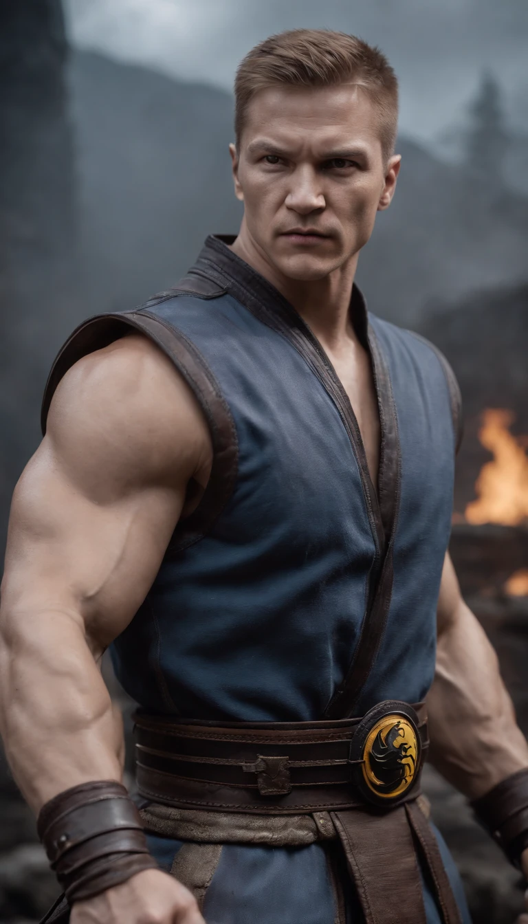 mortal kombat Hawkeye character concept super strong, muscular, ABS, 35mm lens, photography, ultra details, HDR, UHD, 8K