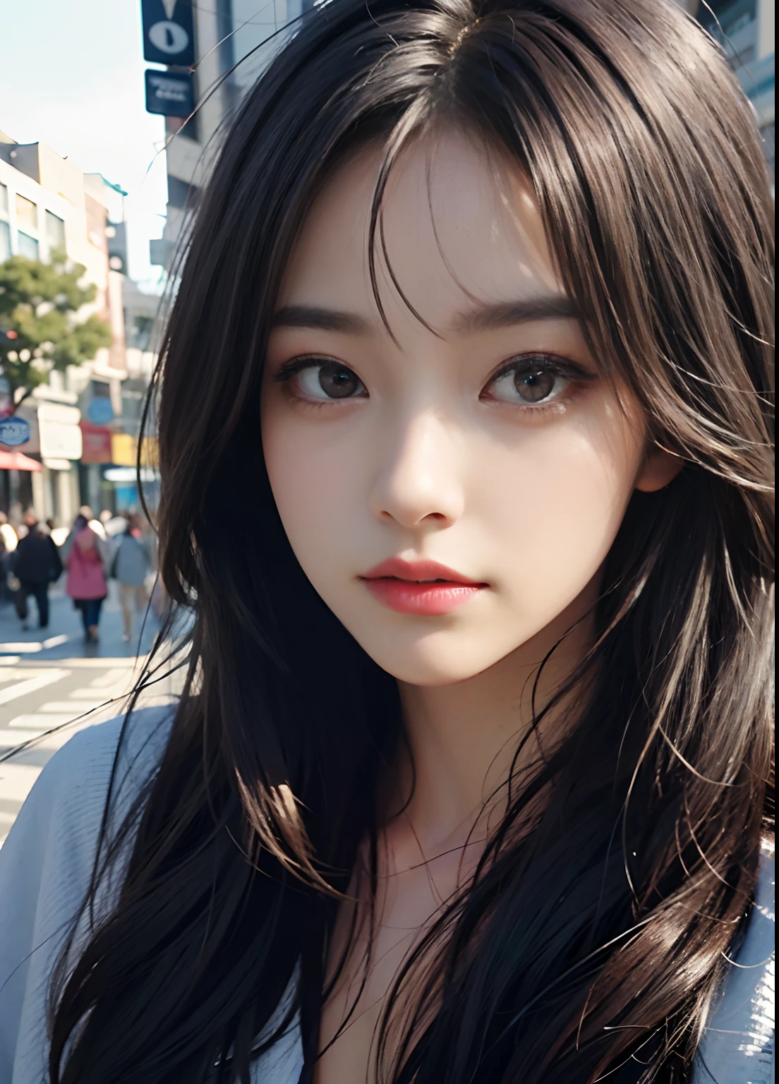 (best-quality:0.8),
(best-quality:0.8), perfect anime illustration, extreme closeup portrait of a pretty woman walking through the city