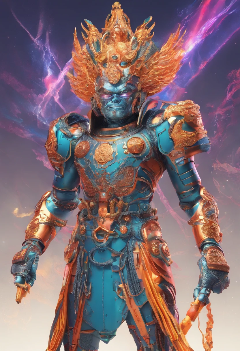 Masterpiece, best quality, detailed CG Monkey King 孙悟空 wearing in futuristic advance battling armour