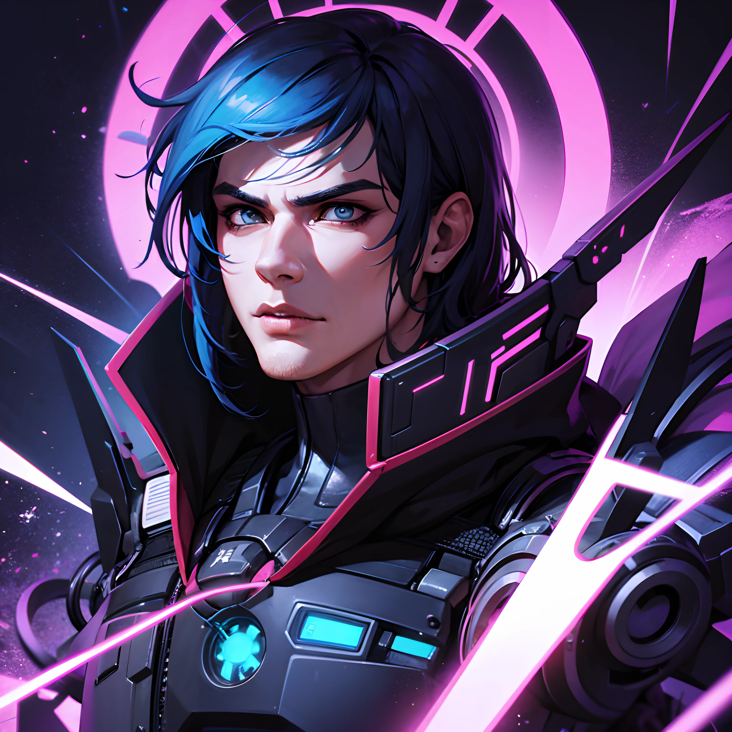Change background cyberpunk handsome boy.realistic face