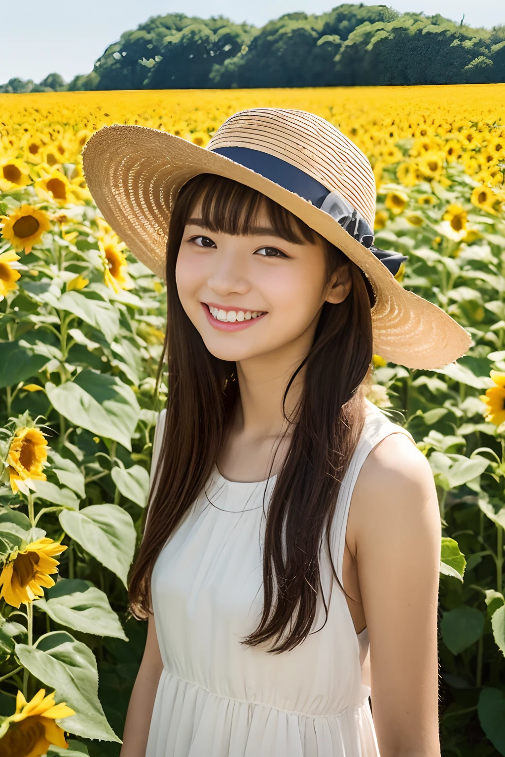 最high quality、high quality、Best image quality、8k,Sunflower print bikini,micro bikini,Sideboob:1.2、Underboob:1.2,Twin tails:1.4,smile、最High resolution、High resolution、最high quality、masterpiece、RAW Photos、whole body写真、Detailed and realistic human body、Detailed and realistic skin、Realistic face in every detail、Detailed and realistic eyes、Detailed and realistic lips、Detailed and realistic teeth、Detailed and realistic ears、Detailed and realistic hair、Detailed and realistic weapons、Realistic reproduction of every detail、Realistic fingers in every detail、(Beautiful Hands、thumb1reference4)、Realistic feet down to the last detail、((Beautiful Japanese Woman))、(Japanese Model)、((21 year old beautiful woman))、(Black Hair)、(Straight hair)、((whole body))、(Slim and perfect figure)、(whole body光沢肌、Fair skin)、Detailed and realistic human body、Detailed and realistic skin、Realistic face in every detail、Detailed and realistic weapons、Realistic fingers in every detail、Detailed realistic feet、Soft natural light、A 360-degree sunflower field、((standing in the middle of a field of sunflowers(A girl surrounded by sunflowers 360 degrees))、Poses to make your thighs look beautiful