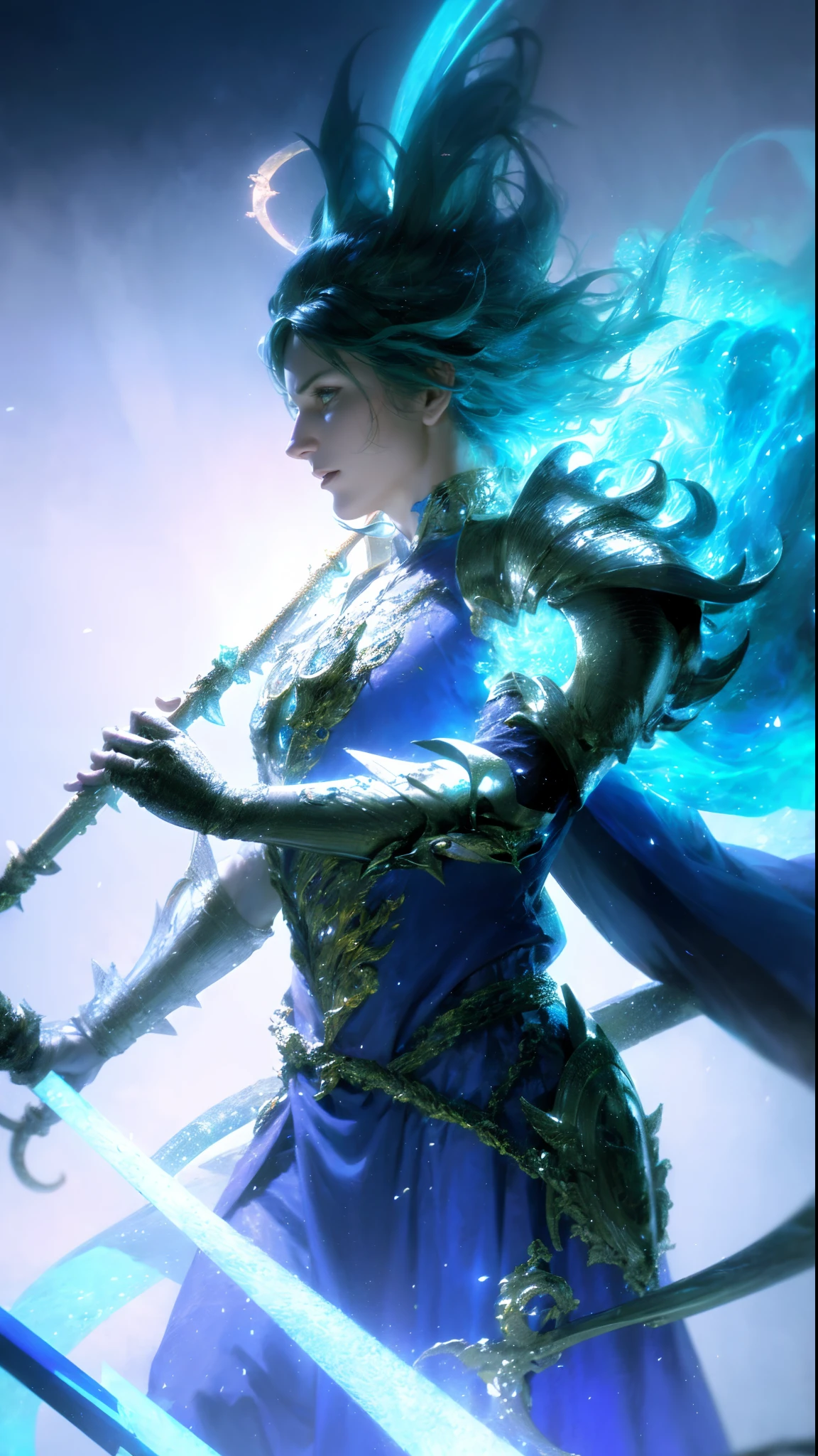 arafed image of a man dressed in a costume with a glowing halo, hyperdetailed fantasy character, fantasy character octane render, clothed in ethereal armor, 3 d render of a shaman, complex fantasy character, fantasy style 8 k octane render, flowing magical robe, (octane render) fantasy style, ghostly necromancer, 3 d render character art 8 k