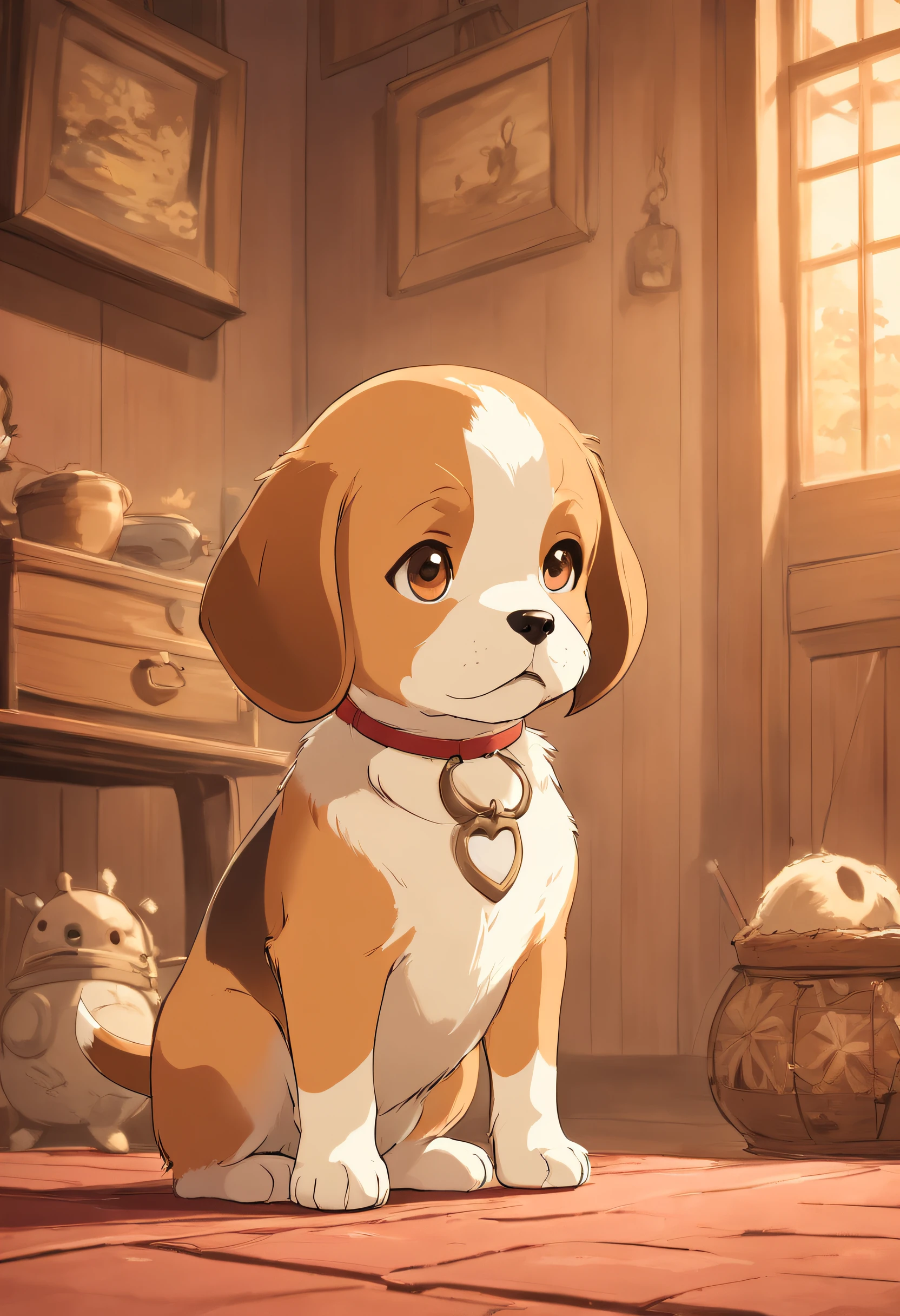 1 baby cute beagle in vintage sepia photo from the 1800s.
