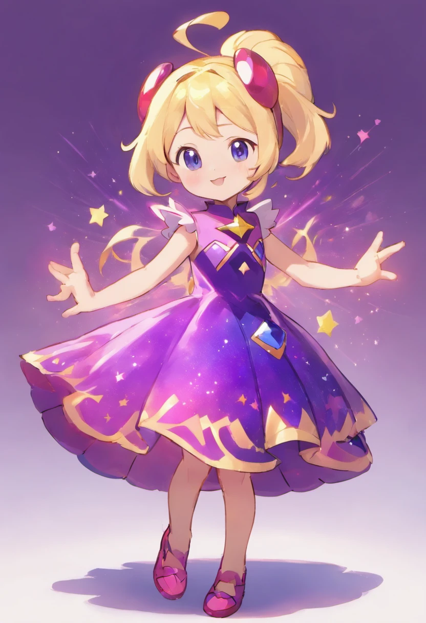 A six year old daughter wearing a twilight shine dress
