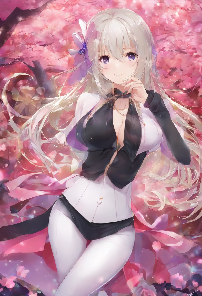 {masterpiece}, {best quality}, {masterpiece,best quality,official art,extremely detailed CG unity 8k wallpaper}, comic, mature female, milf, night, long hair, blonde hair, hair twirling, hair behind ear, butterfly hair ornament, light blush, purple eyes, pink eyeshadow, heart-shaped eyes, large breasts, breasts out, transparent underwear, no_panties, black pantyhose, high heels, jewelry, earrings, x-ray/cross-section/internal_,