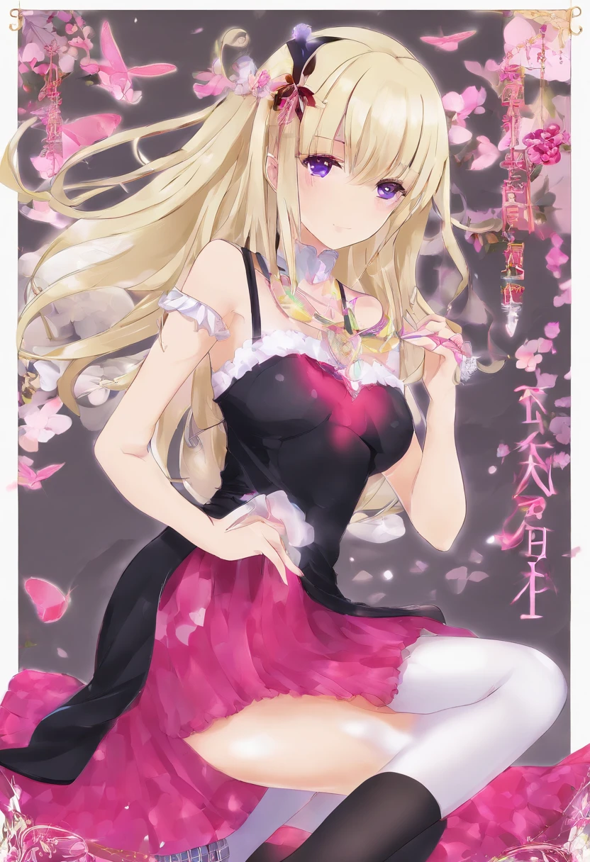 {masterpiece}, {best quality}, {masterpiece,best quality,official art,extremely detailed CG unity 8k wallpaper}, comic, mature female, milf, night, long hair, blonde hair, hair twirling, hair behind ear, butterfly hair ornament, light blush, purple eyes, pink eyeshadow, heart-shaped eyes, large breasts, breasts out, transparent underwear, no_panties, black pantyhose, high heels, jewelry, earrings, x-ray/cross-section/internal_,