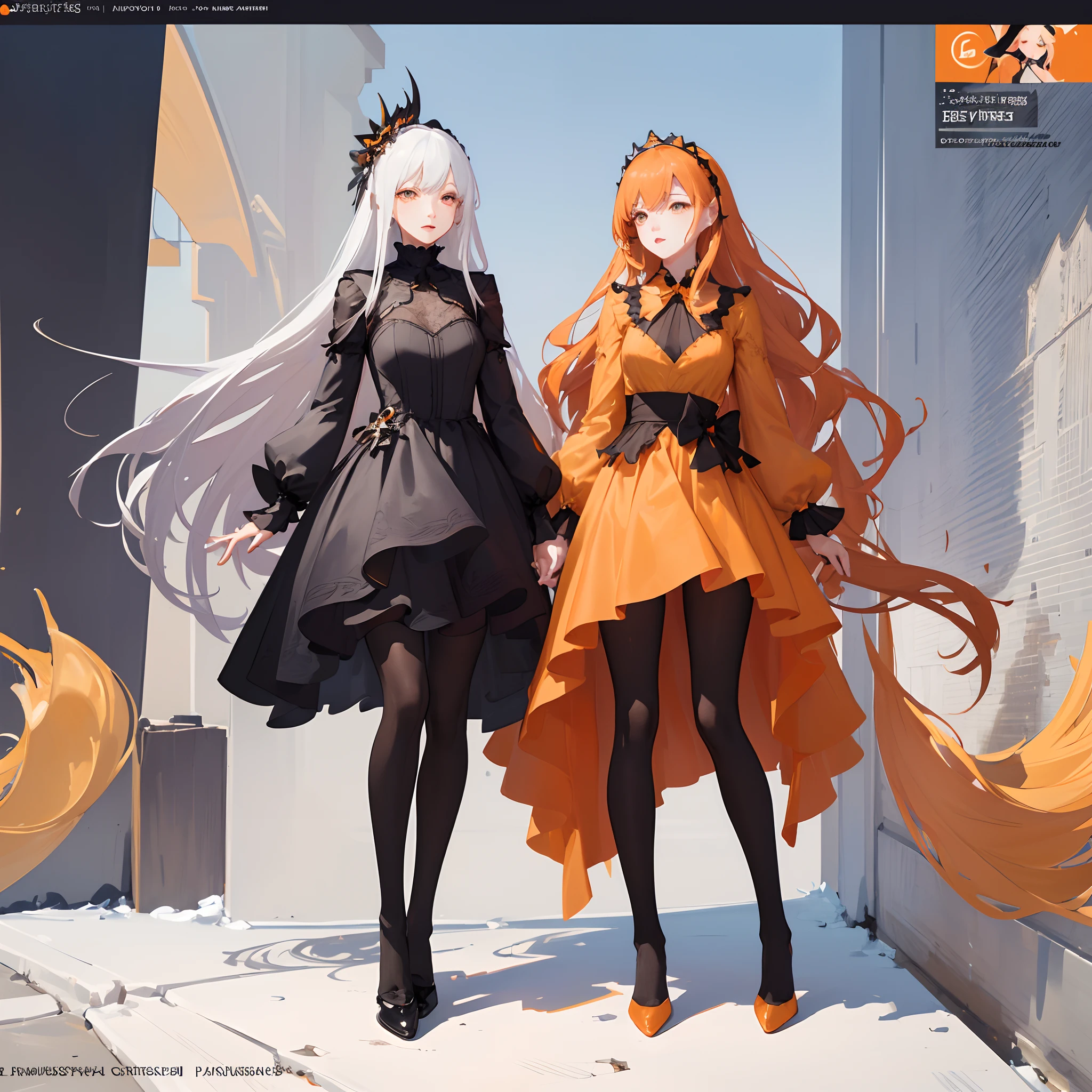 ((Masterpiece, Highest quality)), Detailed face, CharacterDesignSheet， full bodyesbian, Full of details, Multiple poses and expressions, Highly detailed, Depth, Many parts，beuaty girl，Detailed eyes, ssee-through，Orange caramel，lacepantyhose，estilo fantasia，Extremely beautiful，High Balance, Natural light