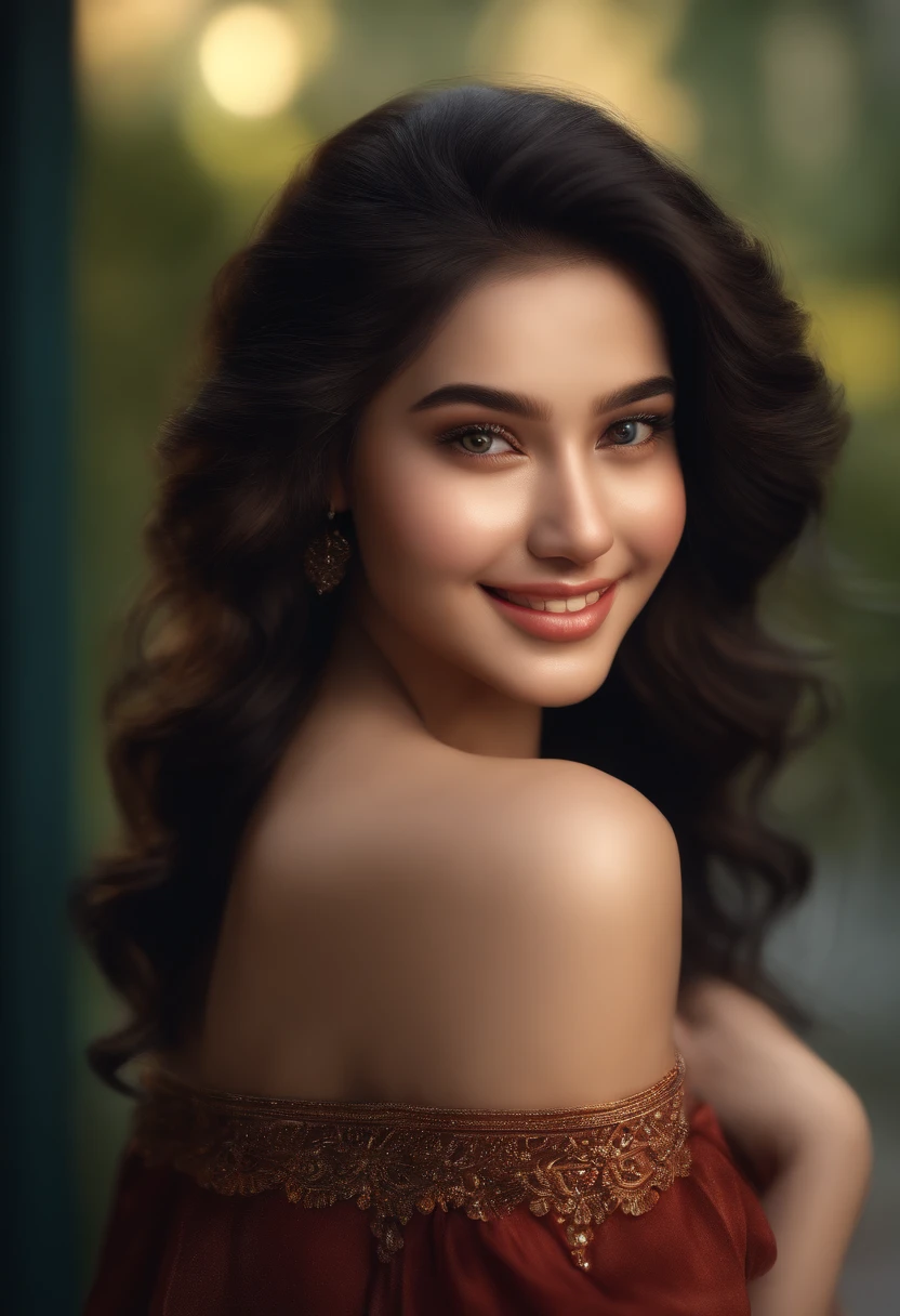 1girl, offshoulder, light smile, shiny skin, best quality, masterpiece, (photorealistic:1.4)