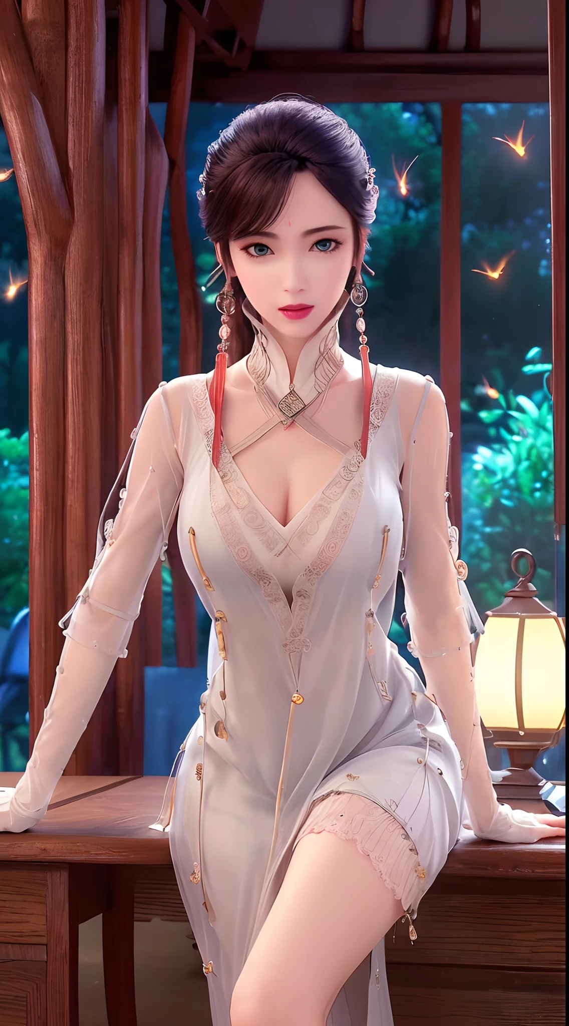 Wearing a thin white ao dai, (((Ao dai lift yourself:1.4)))、 ((Wet and sheer breasts:1.4)）、((M-shaped legs sitting on the floor:1.5))、((Wet and see-through nipples:1.4)）、((exposure of female genitals:1.5))、,short hair, black hair, well-proportioned long limbs,nature background, Spotlight, high contrast, masterpiece, highest quality, highest quality, movie lighting, 