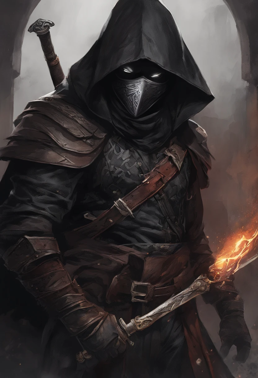 (ultra-detailed CG unit 8k wallpaper, Master parts, Best quality, depth of fields, hdr, 复杂), 1male, anime character, short silver hair, long black cape, black hood, no hoods, turtleneck, serious, metal mask in the eyes, The mask is painted with a scary smile, white mask, The mask fits the face just right, on top of a old town (night) , vigilant, trained physique, assassin style, black clothing all over the body, agile, light armor, anime (复杂: 1.4) (Master parts: 1.4) (illustration: 1.4), Red studio lighting, Post-processing, 8K resolution, deep dark background, imponent, Well-composed photos, Impressive, dark fantacy (director: greg rutkovsky: 1.2), (darken: 1.5)