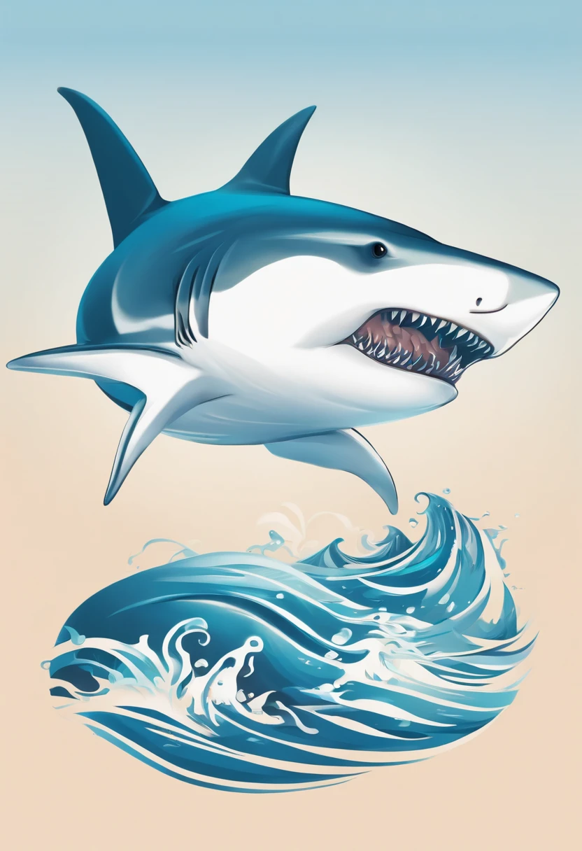 /imagine prompt: shark illustration for a logo with a white background, in bold outline style, tech startup style,leave enough white spacing, light shading --v 5.2