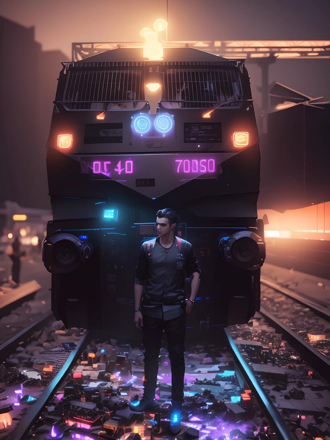Change background cyberpunk handsome boy, realistic face, 8k, ultra realistic,