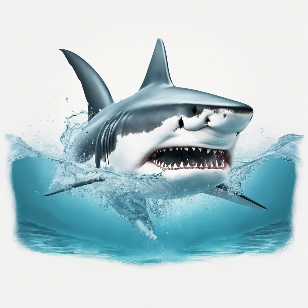 /imagine prompt: shark illustration for a logo with a white background, in bold outline style, tech startup style, light shading --v 5.2