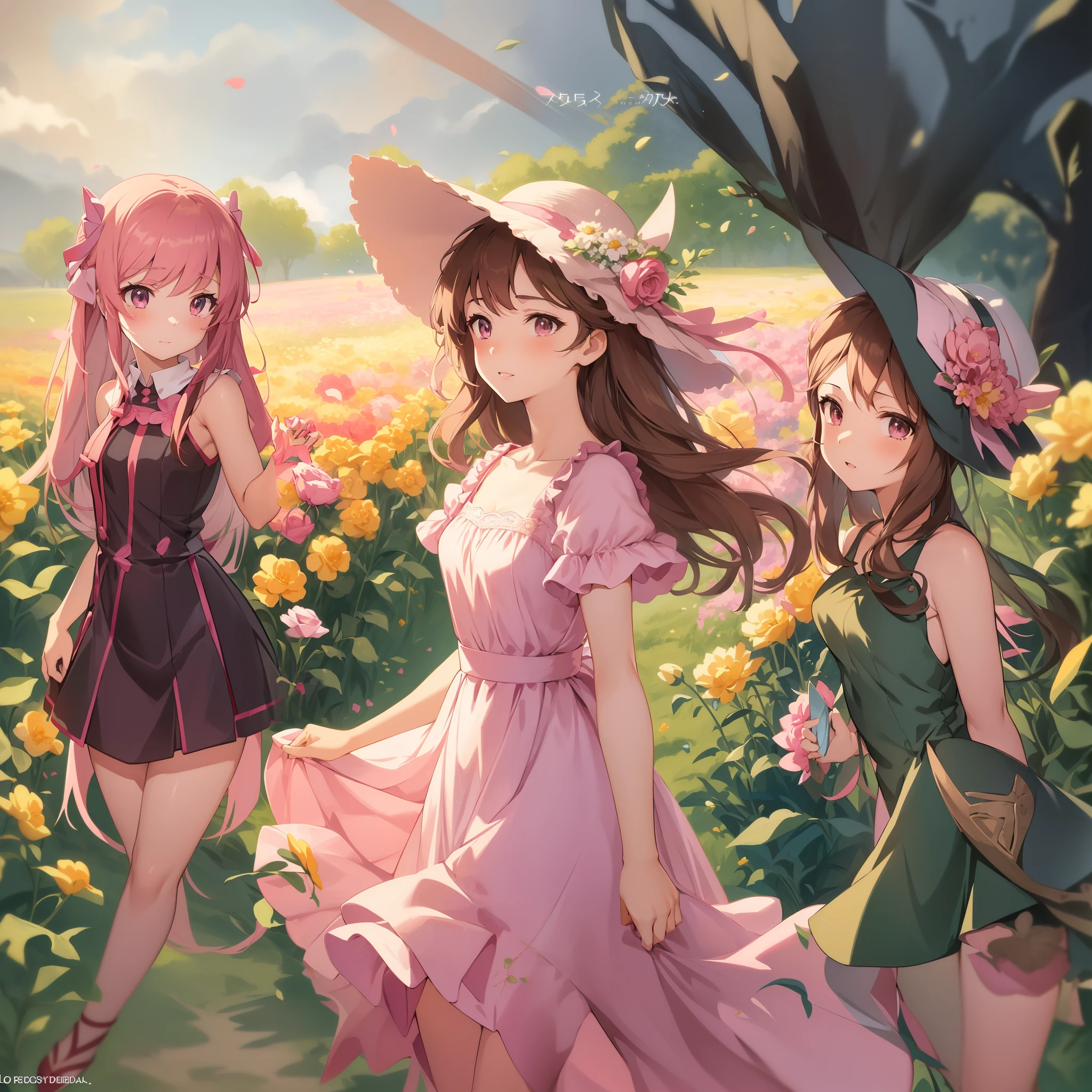 anime girl in a pink dress and hat walking through a field of flowers, beautiful anime girl, beautiful anime art style, beautiful anime art, beautiful anime portrait, beautiful anime, pretty anime girl, cute anime waifu in a nice dress, beautiful anime artwork, loli in dress, beautiful anime woman, anime art wallpaper 8 k, soft anime illustration