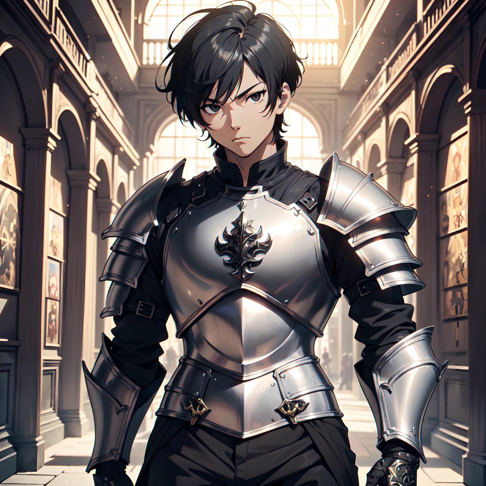 128K Ultra High Definition,
128K Ultra High Quality,
128K Ultra High Resolution,
Best Definition,
Best Quality,
Best Resolution,
Perfectly Detailed,
Perfectly Designed,
Extremely Detailed,
Extremely Designed,
Hyper Detailed,
Hyper Definition,
Hyper Quality,
Hyper Resolution,
Masterpiece,
(((Anime))),
Body Shot,
(((Boy))),
Handsome,
Muscular Body,
(((Black Short Hair))),
(((Black Eyes))),
(((Hyper Detailed & Perfectly Designed Armor Plates))),
(((Hyper Detailed & Perfectly Designed Baron Armor))),
(((Inside Of Medieval Royal Palace Background Scenery))),