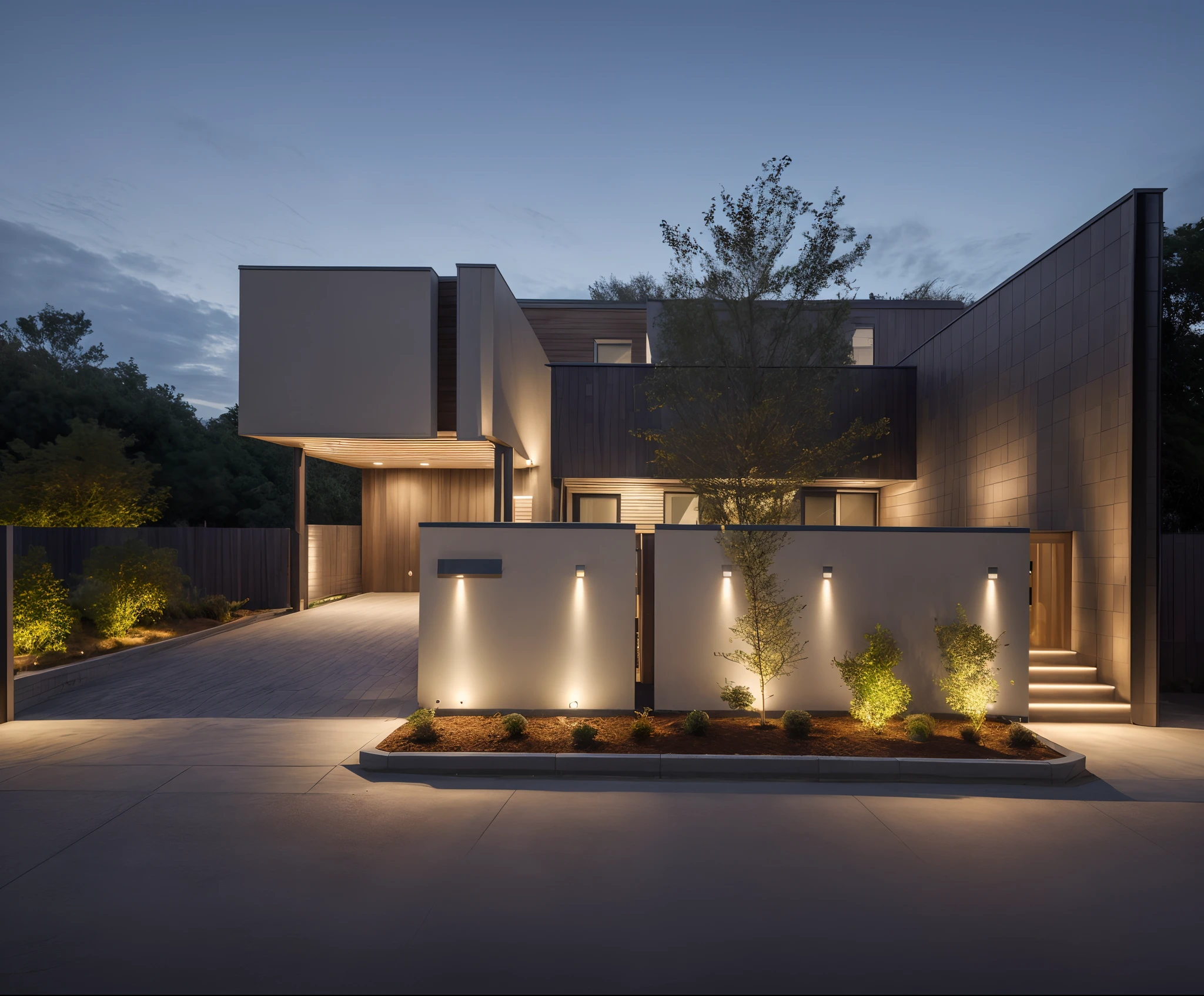 8k photo quality,
Modern exterior design, evening lighting