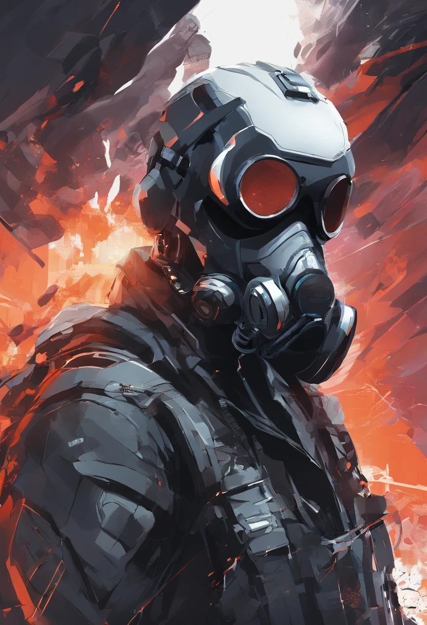 Raging Blast, darkness, ash, gas mask, last light, best quality, masterpiece