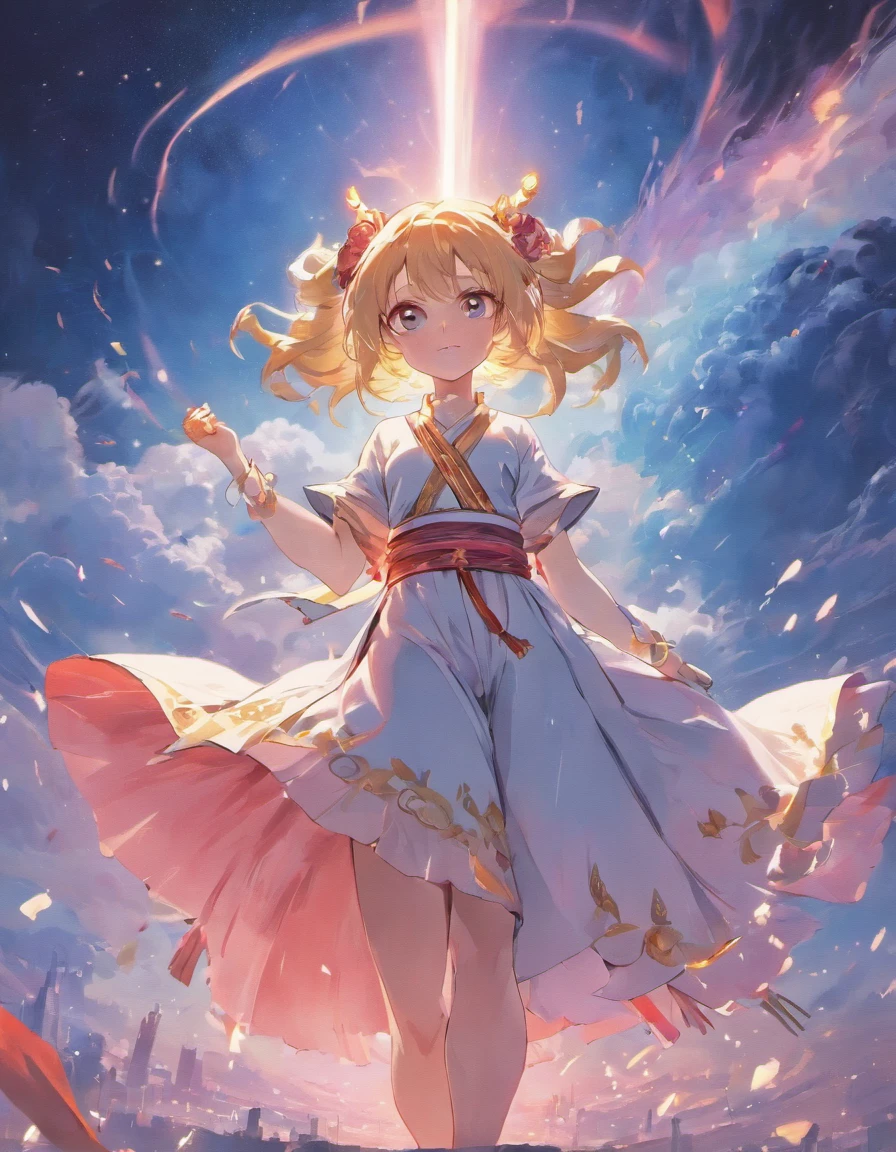 ((masutepiece))，(Best Quality))，china style，In the sky, The clouds form a huge  and shining white jade Maitreya statue，Thick clouds，sun shining，Pilgrims on the road，Hyper-realistic，Ultra photo realsisim，Pink，8K，High Definition，high quarity，Works of masters，super-fine，（（（OC Renderer）））