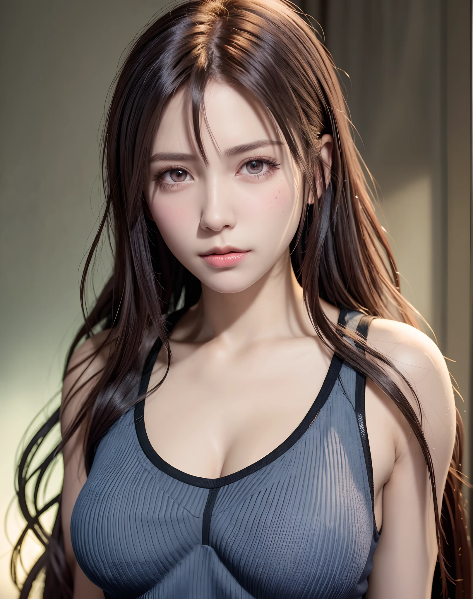 high quality picture, masutepiece, detailed hair texture, Detailed skin texture, Detailed Cloth Texture, 8K, Add fabric details, ultra detailed skin texture, ultra detailed photographic, Skin pores, Portrait of a girl, Wear a tank top, Add cloth details, High Ski...