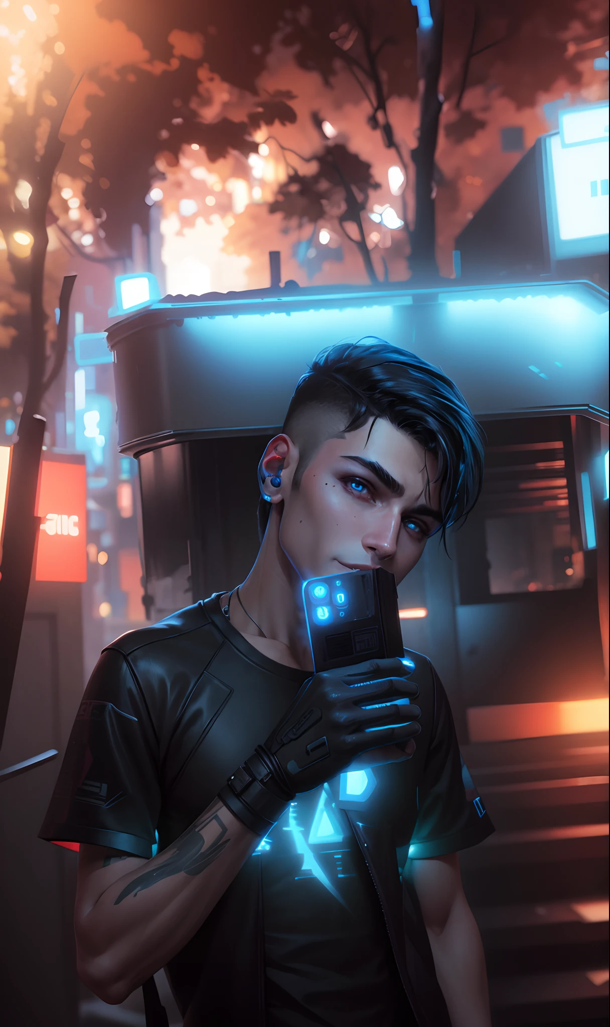 cyberpunk handsome boy ultra realistic face 4k ultra realistic face change background