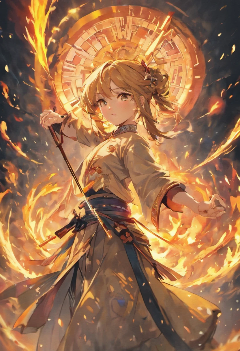 (best quality,4k,8k,highres,masterpiece:1.2),ultra-detailed,(realistic,photorealistic,photo-realistic:1.37),Chinese Taoist compass, burning Chinese Fu Lu, peach wood sword, traditional ink painting, ancient calligraphy, mystical atmosphere, vibrant colors, ethereal lighting