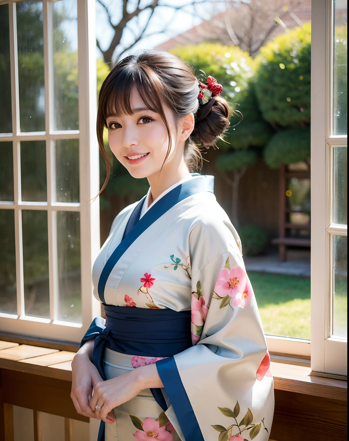 (((16 years old)))、(((high school girl)))、(((A charming face)))、(((Young face)))、(((beautiful girl)))、(((A beautiful woman)))、Beautiful woman、Cute woman、((Innocent face))、((Smile))、((Ultra-detailed face))、((Detailed lips))、((Detailed eyes))、((double eyelid))、(((Beautiful Face)))、(((Beautiful, well-shaped eyes)))、(((Beautiful, well-shaped lips)))、、(Very Short Hair)、(ponytail)、Pixie cut、BREAK、BREAK、(((Wearing a yukata)))、Off the shoulder、BREAK、8 heads、(((slender)))、(((Slim body)))、(((Thin body)))、(((Slim woman)))、Flat Chest:1.6、、BREAK、Photographic quality、Natural light、(フォトRealistic:1.4)、(Highest quality:1.2)、(Ultra-high resolution:1.2)、8K、RAW Photos、Realistic、High Detail、Film Grain、Detail Skin、Symmetrical、Delicate skin、Real human skin、pores、Super detailed、Detailed、(masterpiece : 1.2)、Thin face、Sharp Face、Small Face、Small face、Narrow shoulders、Small shoulders、Small shoulders幅、Slim shoulders、Narrow shoulders幅、Beautiful Japanese Woman、Beautiful Korean Woman、Slim womanモデル、Young Gravure Idol、Realistic young gravure idol、Young Sensual Gravure Idol、Young Pretty Gravure Idol、Japanese Model、Young Gravure Idol、(From the knee up) 、arms behind back:1.3