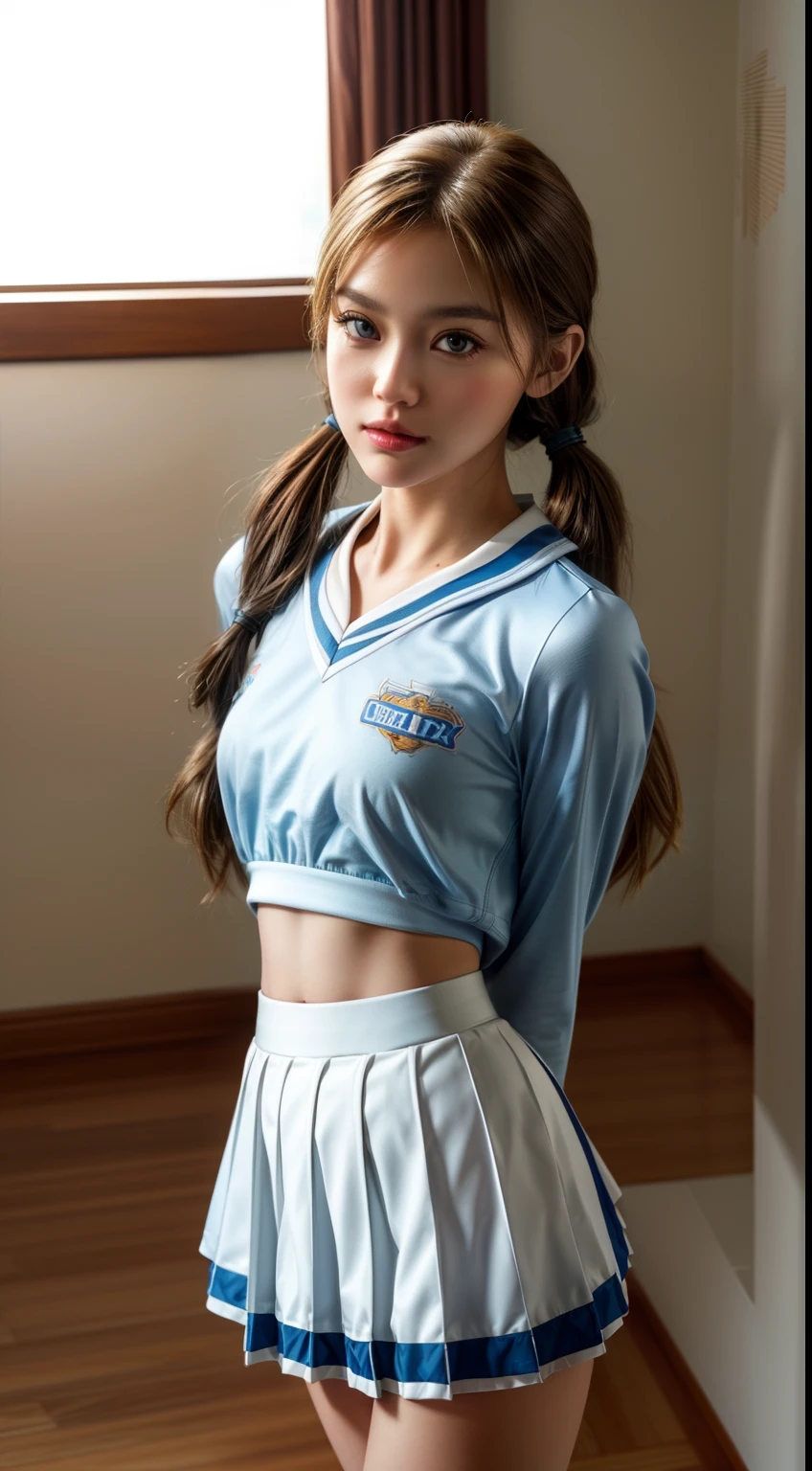 ((Top Quality, 8k, Masterpiece: 1.3)), ,solo,1 girls, sexy, Beautiful girl with accentuated slender abs: 1.7, (Random hairstyle, flat breasts: 1.2), Ultra detailed face, detailed eyes, double eyelids,(body builder:1.6),(beautiful small hard nipple:1.4),(spread legs:1.2),(shiny skin:1.2),(muscle arm:1.3),(muscle leg:1.3),(brown hair:1.5),necklace,(earrings:1.3),(curly long hair:1.3),(sexual pose with her girlfriend:1.9), (Night view of a seaside, Balcony simple:1.3),(nude model:0.8),(tanned:1.2),(muscular chest:1.5),(high school students in Japan:1.5),(blue school uniforms:1.9),