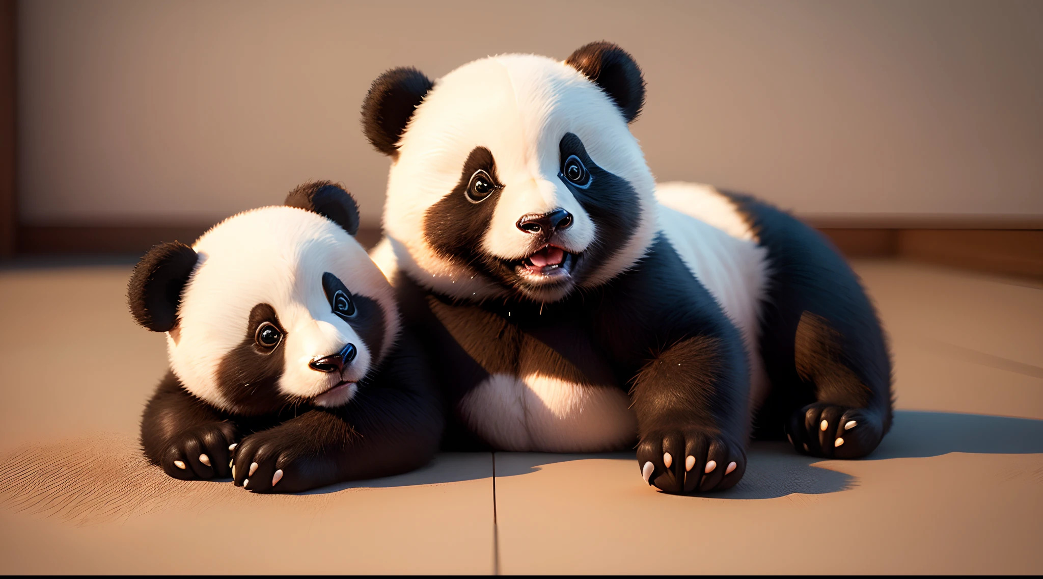 A giant panda，wearing  cheongsam