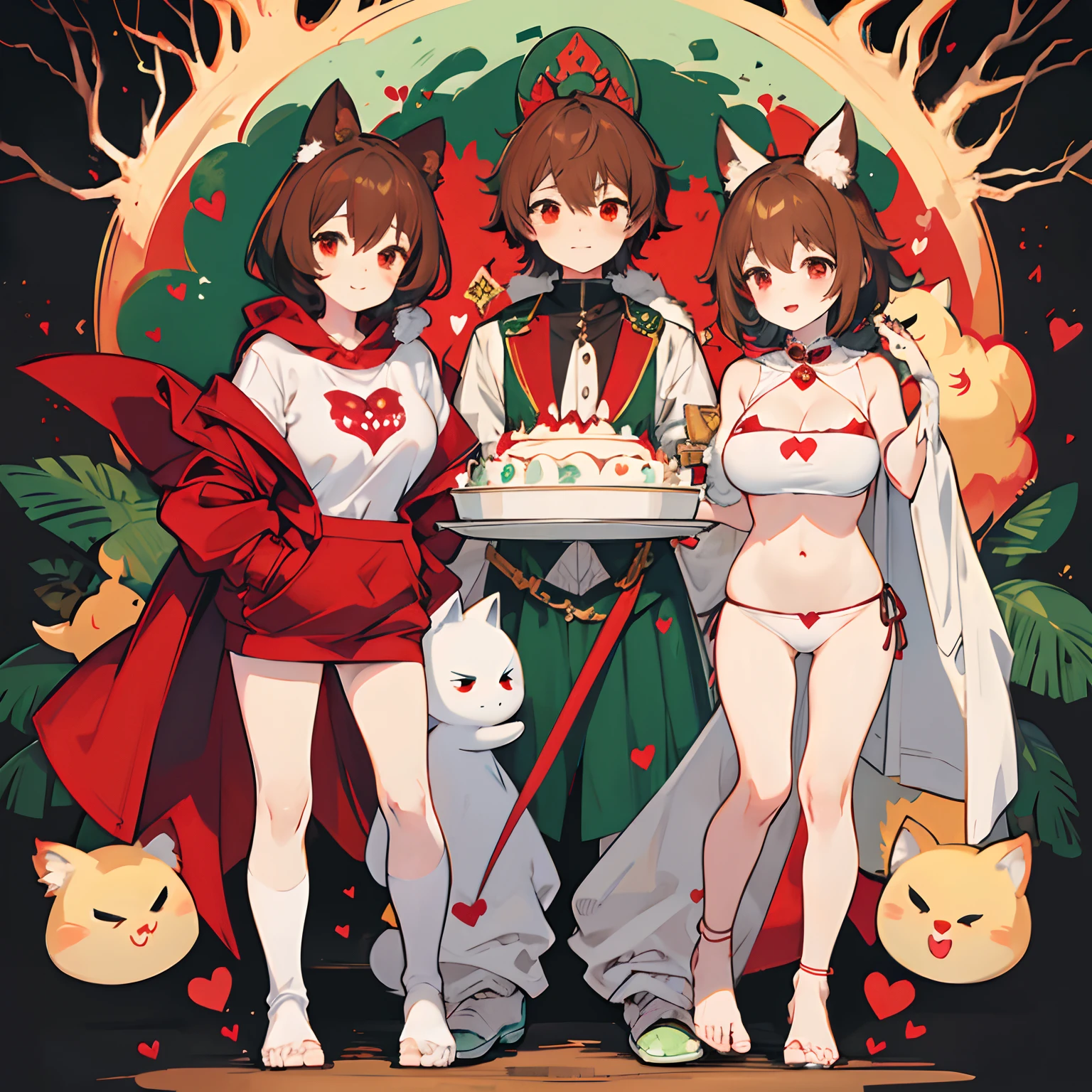 undertale，chara，red - eyed，Charming，Evil laughter，Top，Serial killer，bloodthirsty，green color，brown pubic fur，red colour，Open navel，stocklings，Full body standing painting，with short brown hair，Be red in the face，Hand repair，the detail，k hd，love heart，jade foot，Vest line，with an open ??????，Close to the original，illustration，CG，anime big breast，quadratic element（Optimal image quality，tmasterpiece，sexual appetite）