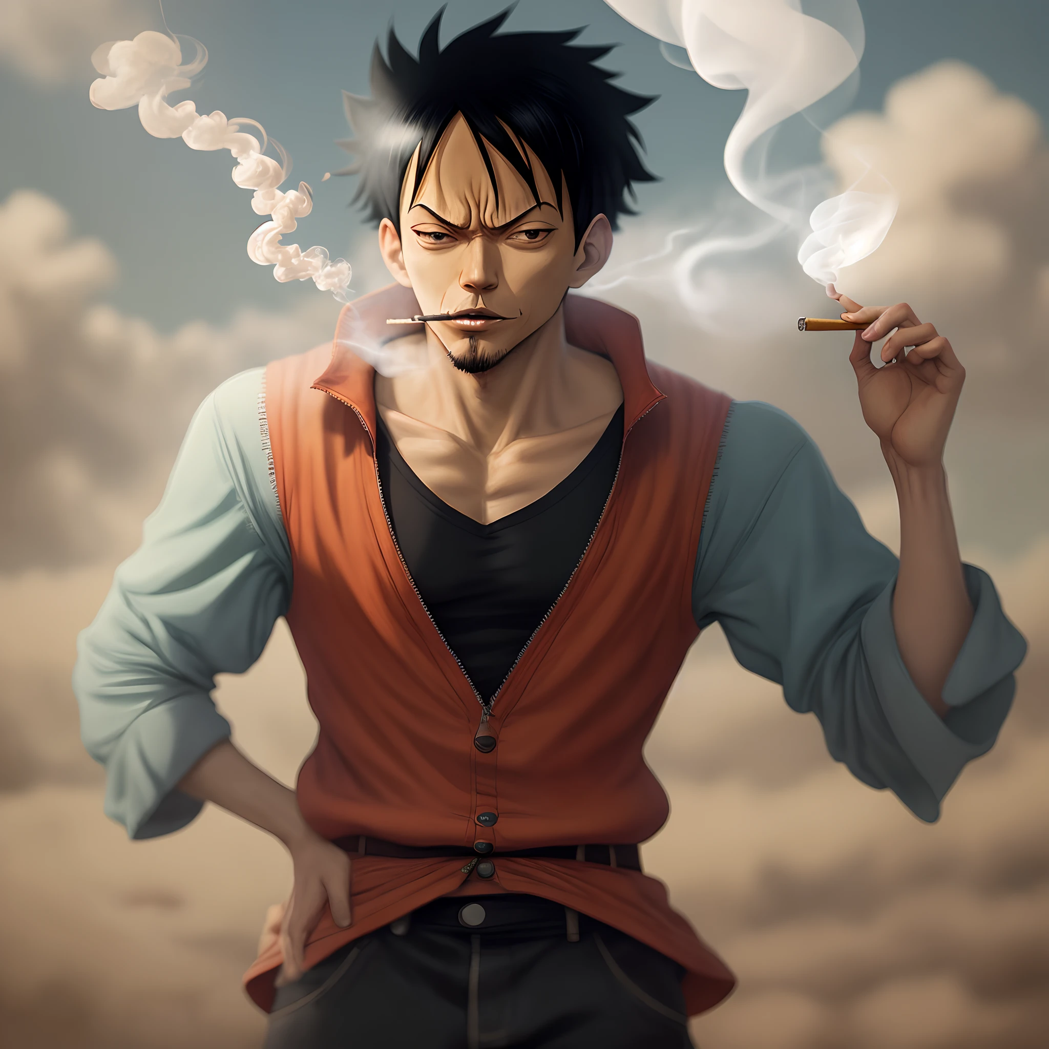 Luffy smoking a blunt