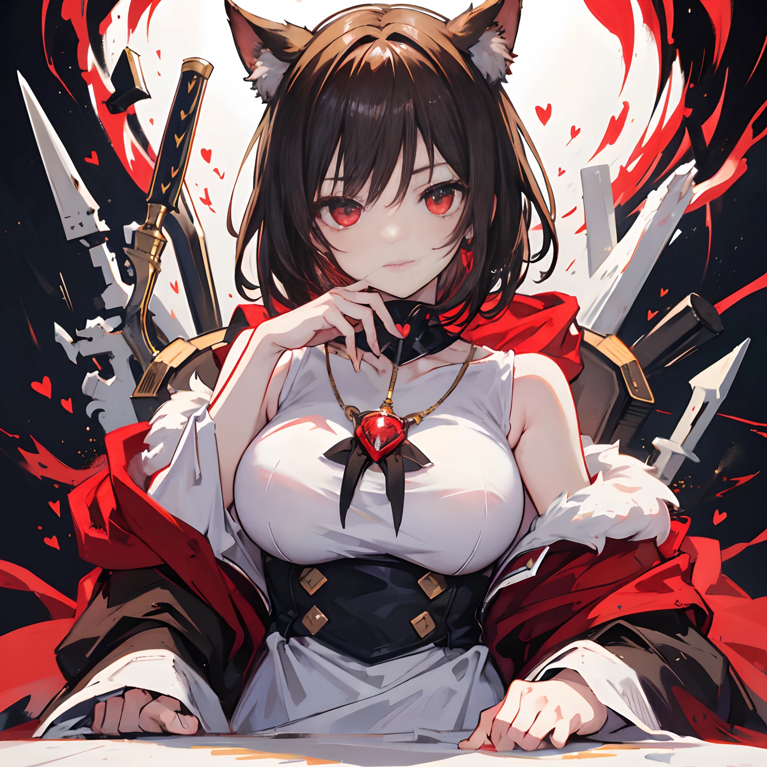 undertale,chara,solo person,Lone wolf,shadowy,red - eyed,Sick,Serial killer,bloodthirsty,Green top,daggers,stocklings,Full body standing painting,with short brown hair,Be red in the face,Hand repair,the detail,k hd,Gold love heart necklace,Close to the original,illustration,CG,anime big breast,quadratic element(Optimal image quality,tmasterpiece,sexual appetite)