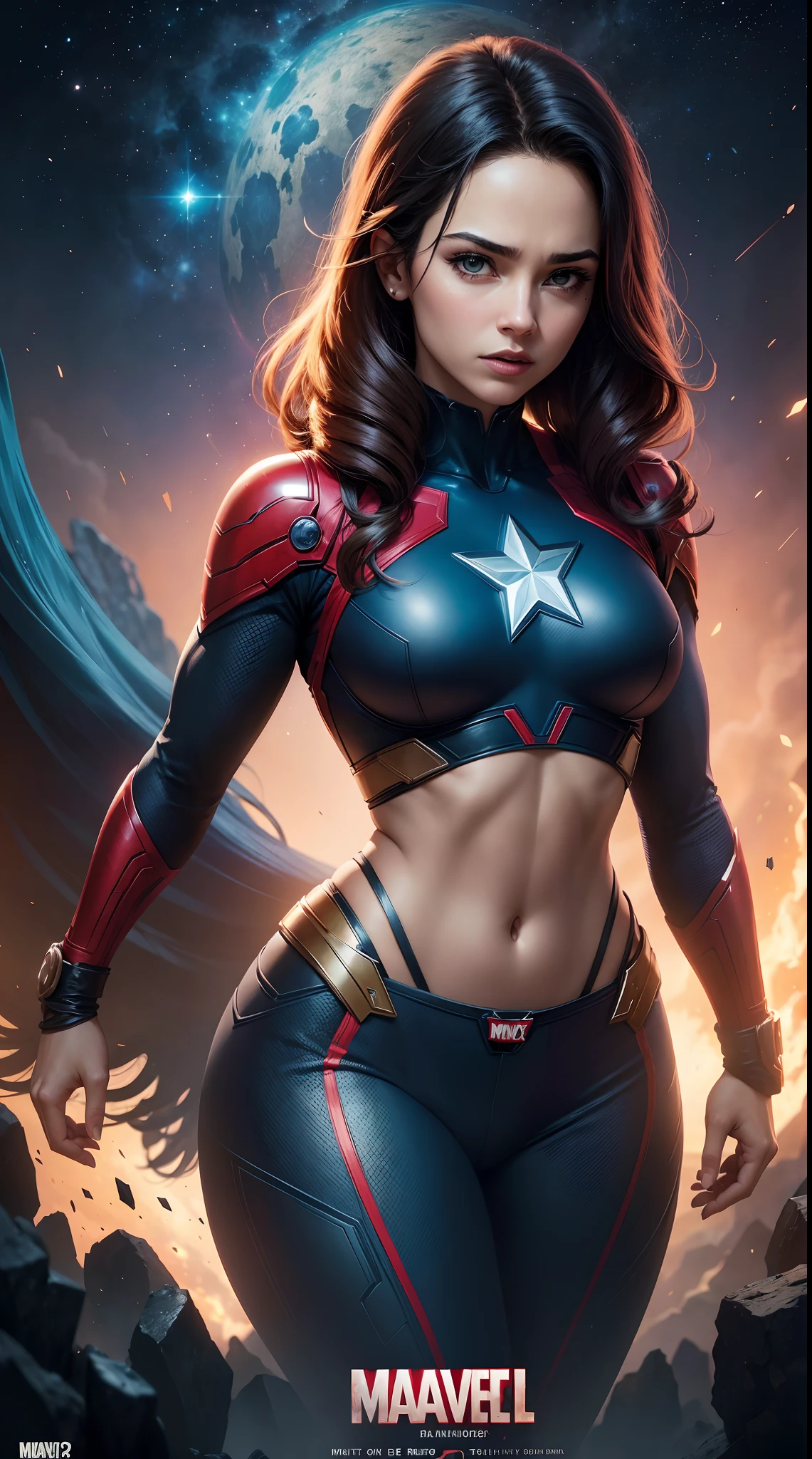 Um Poster de um Filme da Marvel Comics, Extremamente bonito, um filme sobre a Mulher Maravilha, sexy, corpo inteiro, data de estreia, cartaz, bunda grande, fitness