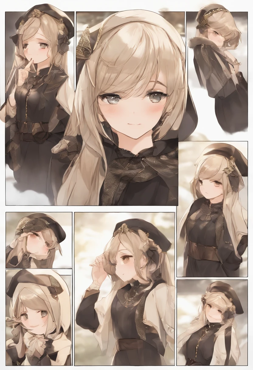 Multiple girls, multiple views,comic strip,comming,plaques,tchibi,Simple background((Best quality)》),《(Ultra-detailed),《((illustration》),《(Disheveled hair》),((frilld),:D,Ainu,Ainu_clothes,hijabi sluty,with black eyes,brunette color hair,Bibo Zi Eye,Bibo headband,Bibo tiara,Cape,Closed mouth,Collar,croped,torso,Ear piercing,Earrings,expression,From the side,Tongue cap,Gray heads,Hat,Headband,hoop earring,jewelry,Long ago outstanding hairstyle,Military aircraft high cap,All kinds of girls,multiple views,Open mouth,Piercing,profile,Cyanosis jacket,side locks,Simple,Background,Single earrings,Smile,duotone,Headwear,Upper body nudity,Incredibly short hair,White with dotted background,White transparent cover,Yellow-headed cloak,Rating:safe