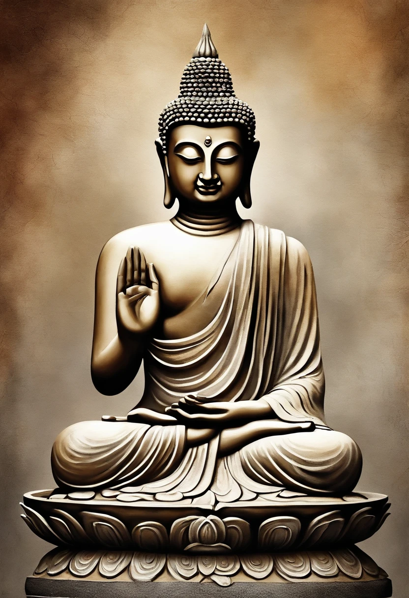 Siddhartha Buddha's statue, make with  white stone, hyper realistic sculpture, hyper realistic, hyper detailed, masterpiece art work.