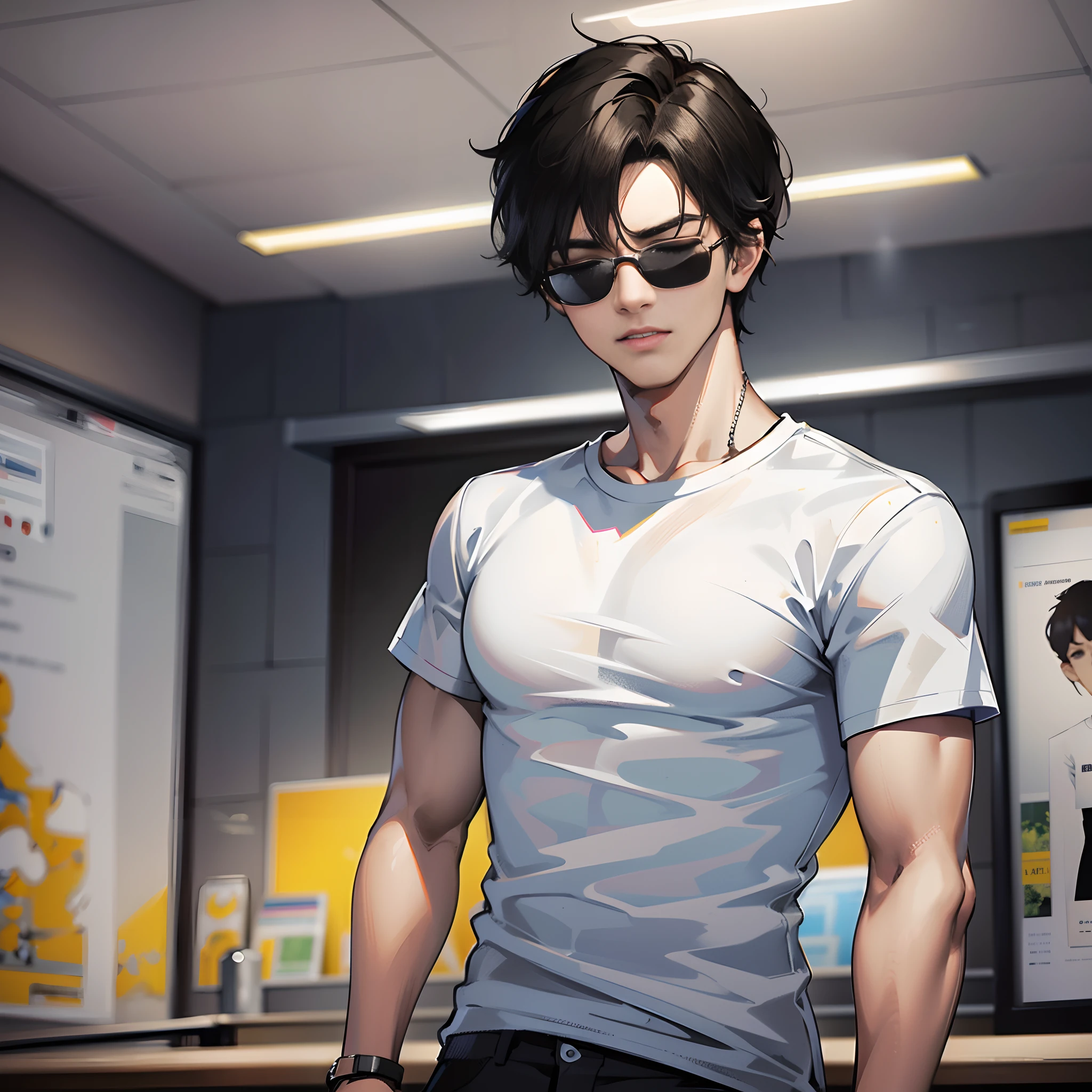 30-year-old man, tired eyes and dark circles, dark-skinned, tattered clothes, gray shirt, blue pants, black hat, muscular, drunk.