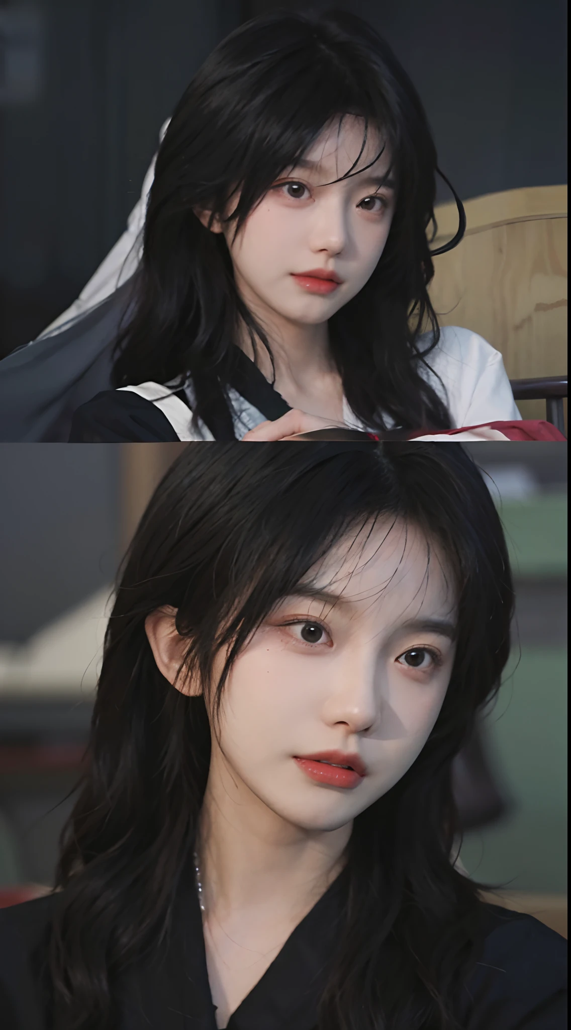 best qualtiy，tmasterpiece，超高分辨率，（realisticlying：1.4），a close up of a woman with long black hair wearing a black dress, Cai Xukun, gorgeous chinese models, Gorgeous young Korean woman, beautiful Korean women, yanjun cheng, Xianxia, full-body xianxia, xintong chen, ruan jia beautiful!, Beautiful young Korean woman, xision wu, Inspired by Huang Ji, gongbi