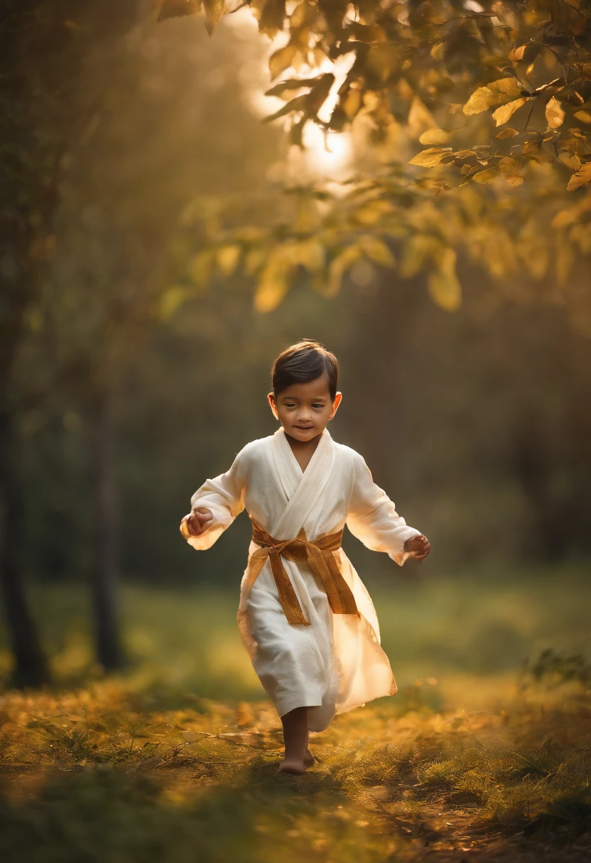 (Masterpiece),(Top Quality),(Super Detail),(Telegraph:1.2), Kid, Cute, Smile, 5boys of running playing, wearing pashtun robes, silk robes, with gold adornment, Do you want to climb a tree or climb to the sky?, black hair, Photorealistic, gold tree, UHD, ultra high res, cinematic, garden background, in heaven garden, the atmosphere is magic and awe