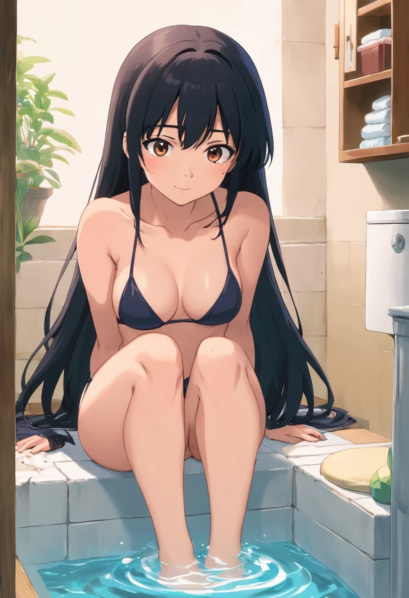 1 Beautiful black hair big, in bikini, nffsw, masutepiece, ccurate,Similar to Waka Inoue, Similar to Asuna Yuuki, Sitting on the toilet, shame and strong sexual arousal,、Sexual climax、Super embarrassing, Surprising, Poop is anatomically correct, Textured skin, Super Detail, high details, High quality, Best Quality, hight resolution, 8K