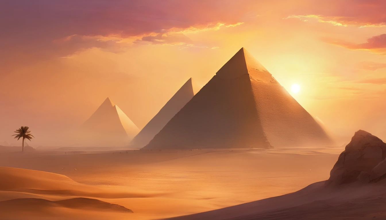 Egypt,Pyramids,evening glow,sandstorm