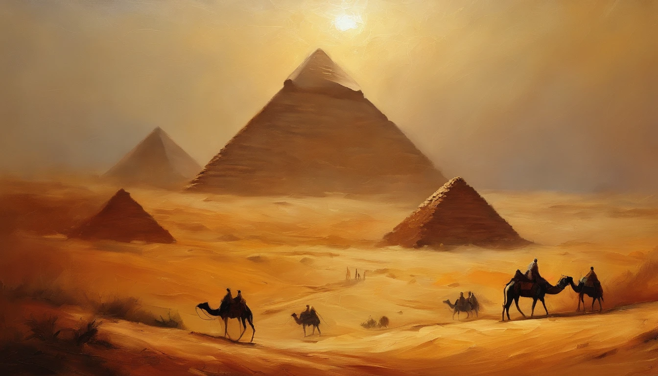 Egypt,Pyramids,Evening glow,sandstorm