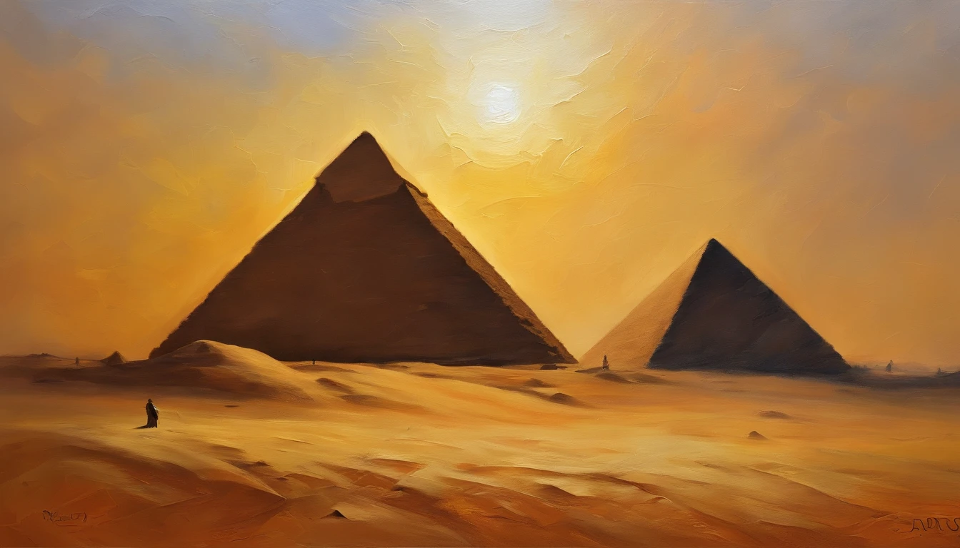 Egypt,Pyramids,Evening glow,sandstorm